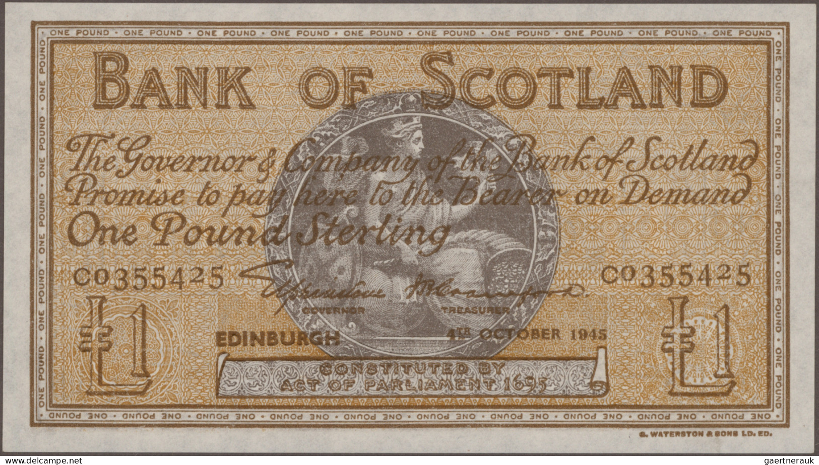 Scotland: Bank Of Scotland, Nice Lot With 5 Banknotes, Series 1945-1956, With 1 - Other & Unclassified