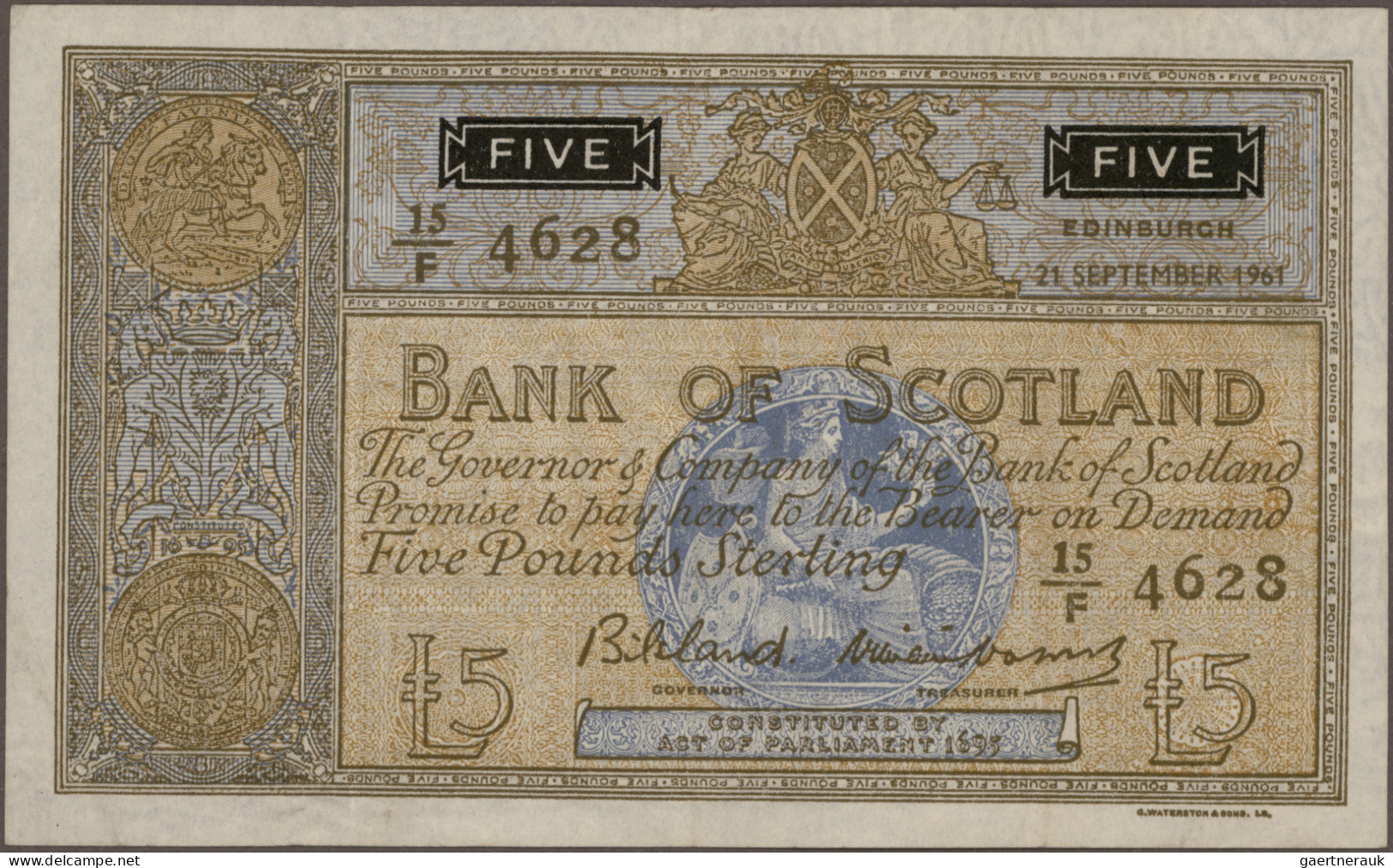 Scotland: Bank Of Scotland, Lot With 5 Banknotes, Series 1961-1967, With 1 Pound - Andere & Zonder Classificatie