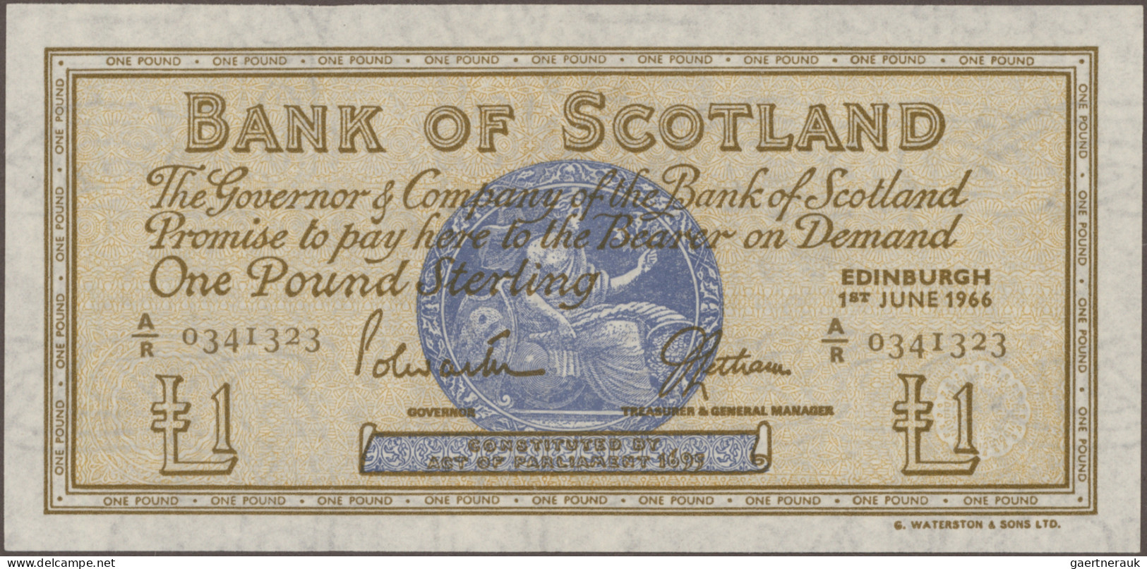Scotland: Bank Of Scotland, Lot With 5 Banknotes, Series 1961-1967, With 1 Pound - Otros & Sin Clasificación