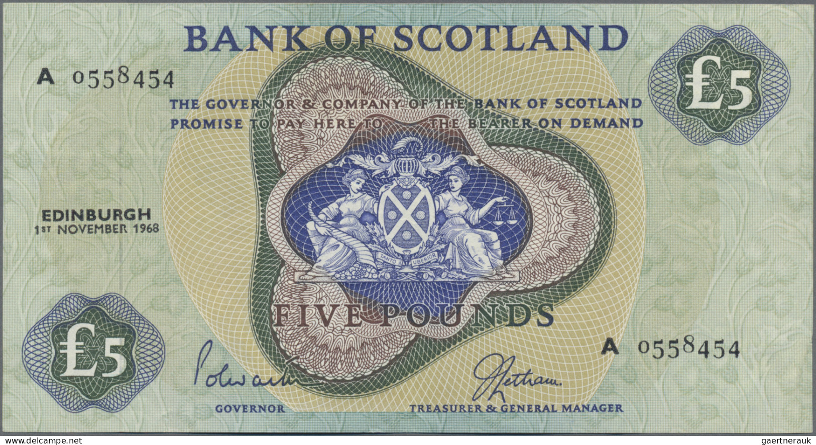 Scotland: Bank Of Scotland, Pair With 1 Pound 1968 (P.109a, VF+/XF, Some Minor S - Andere & Zonder Classificatie