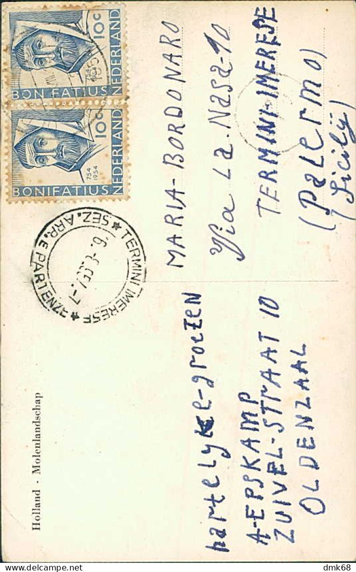 NETHERLANDS - HOLLAN - MOLENLANDSCHAP - RPPC POSTCARD - MAILED 1954 / STAMPS (18337) - Sonstige & Ohne Zuordnung