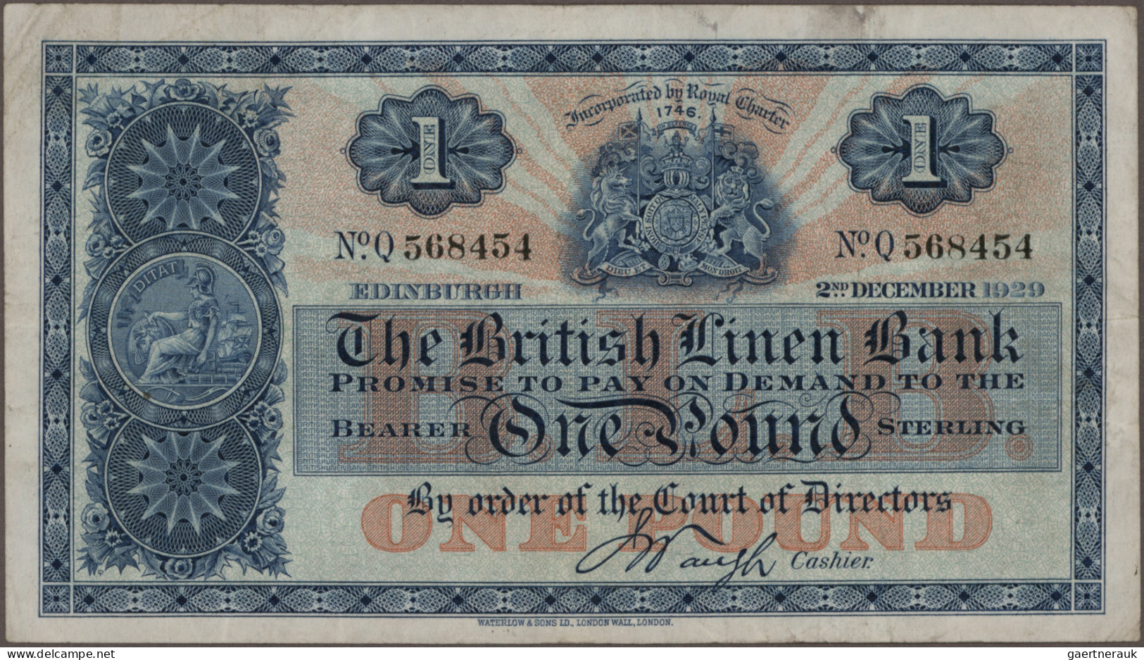 Scotland: The British Linen Bank, Lot With 6 Banknotes, Series 1929-1962, With 1 - Sonstige & Ohne Zuordnung