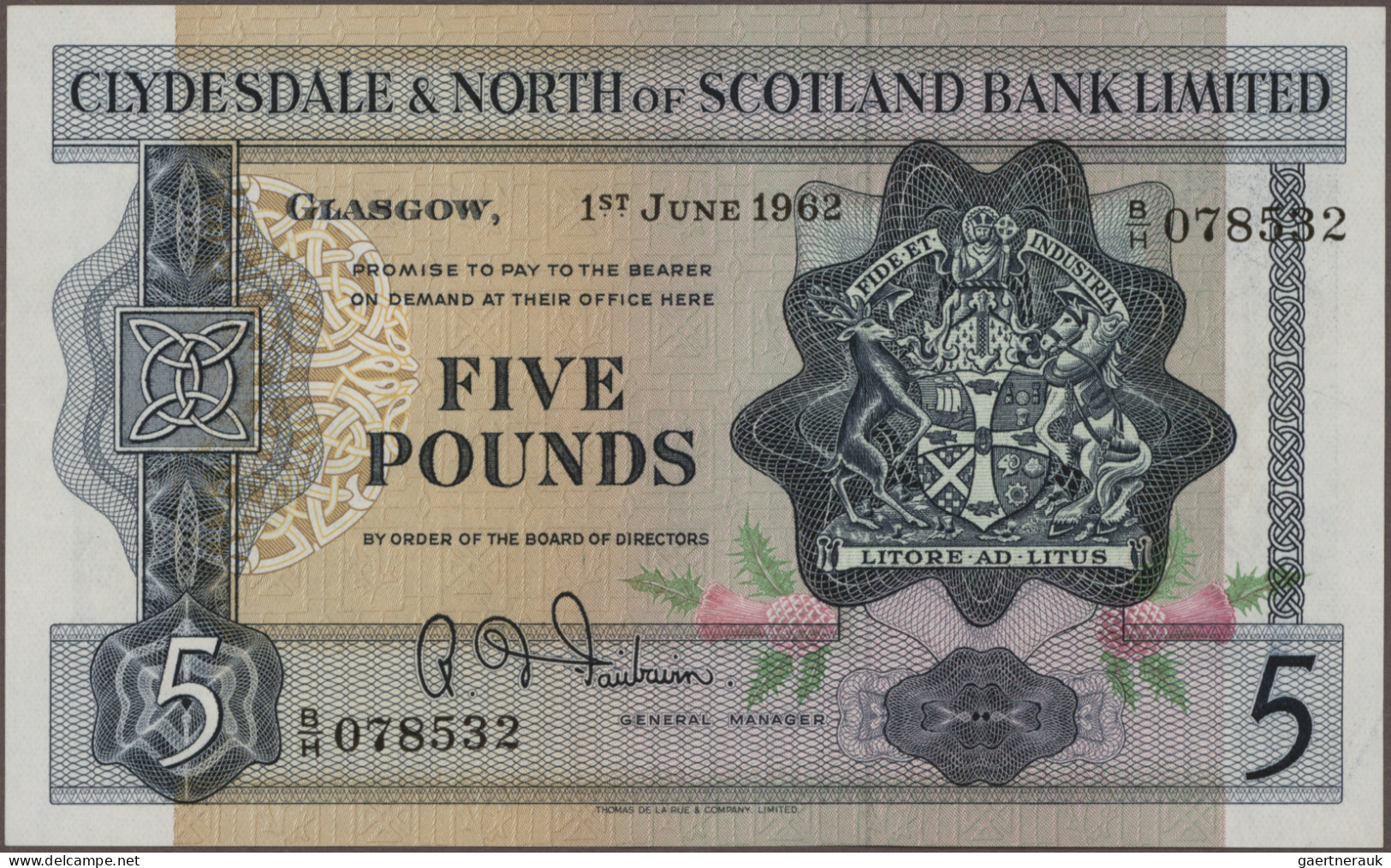Scotland: Clydesdale & North Of Scotland Bank Limited, Lot With 5 Banknotes, Ser - Sonstige & Ohne Zuordnung