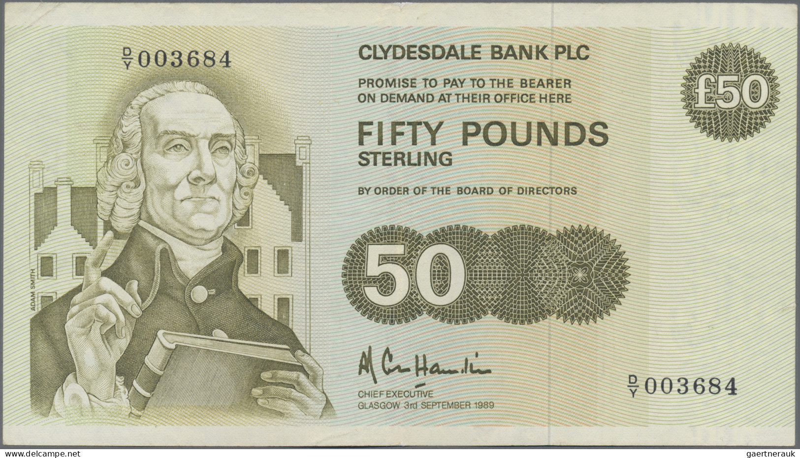 Scotland: Clydesdale Bank PLC, Lot With 4 Banknotes, Series 1989-2002, With 5 Po - Otros & Sin Clasificación