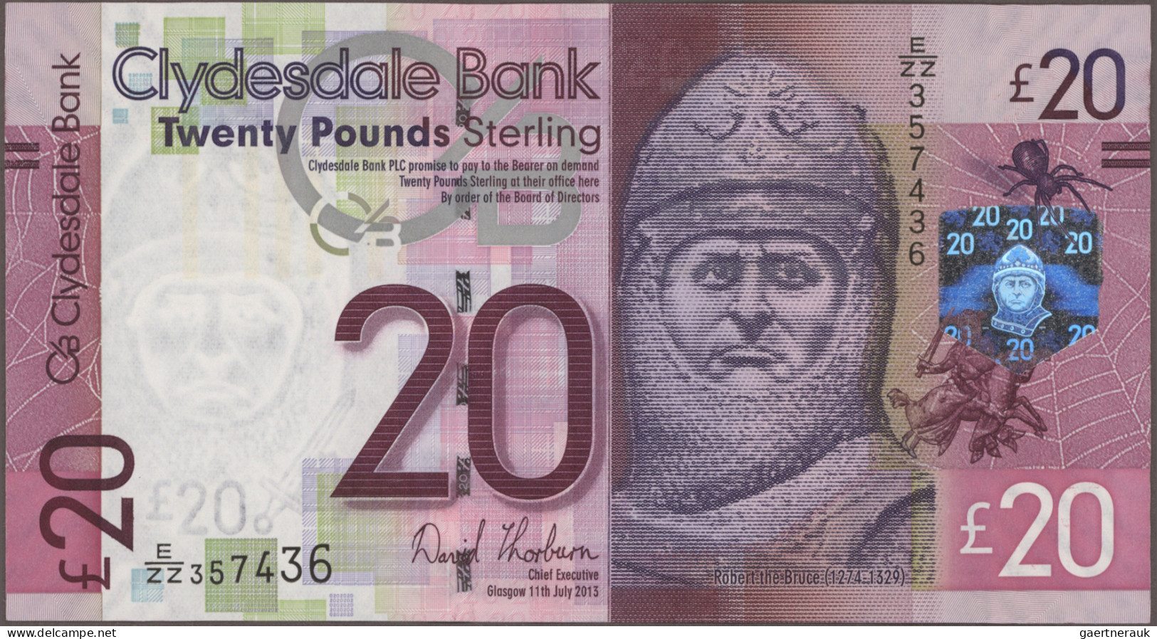 Scotland: Clydesdale Bank, Lot With 4 Banknotes, Series 2009-2015, With 20 Pound - Altri & Non Classificati