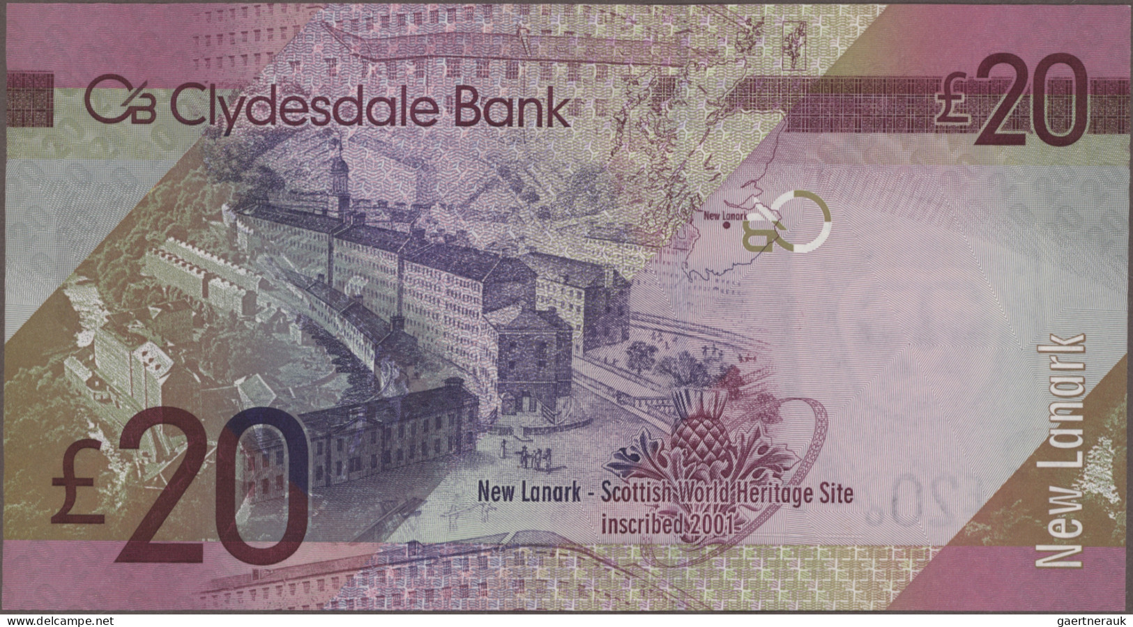 Scotland: Clydesdale Bank, Lot With 4 Banknotes, Series 2009-2015, With 20 Pound - Sonstige & Ohne Zuordnung