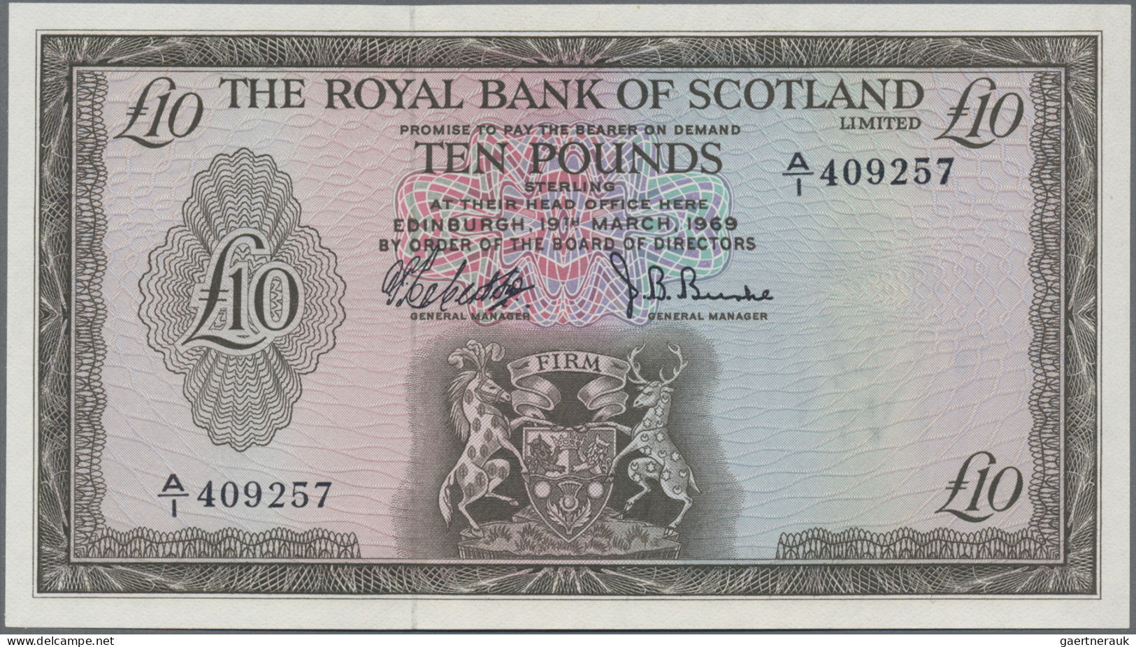 Scotland: The Royal Bank Of Scotland Limited, 10 Pounds 19th March 1969, P.331, - Otros & Sin Clasificación