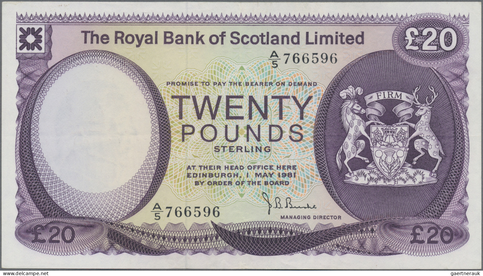 Scotland: The Royal Bank Of Scotland Limited, 20 Pounds 1st May 1981, P.339, Som - Andere & Zonder Classificatie