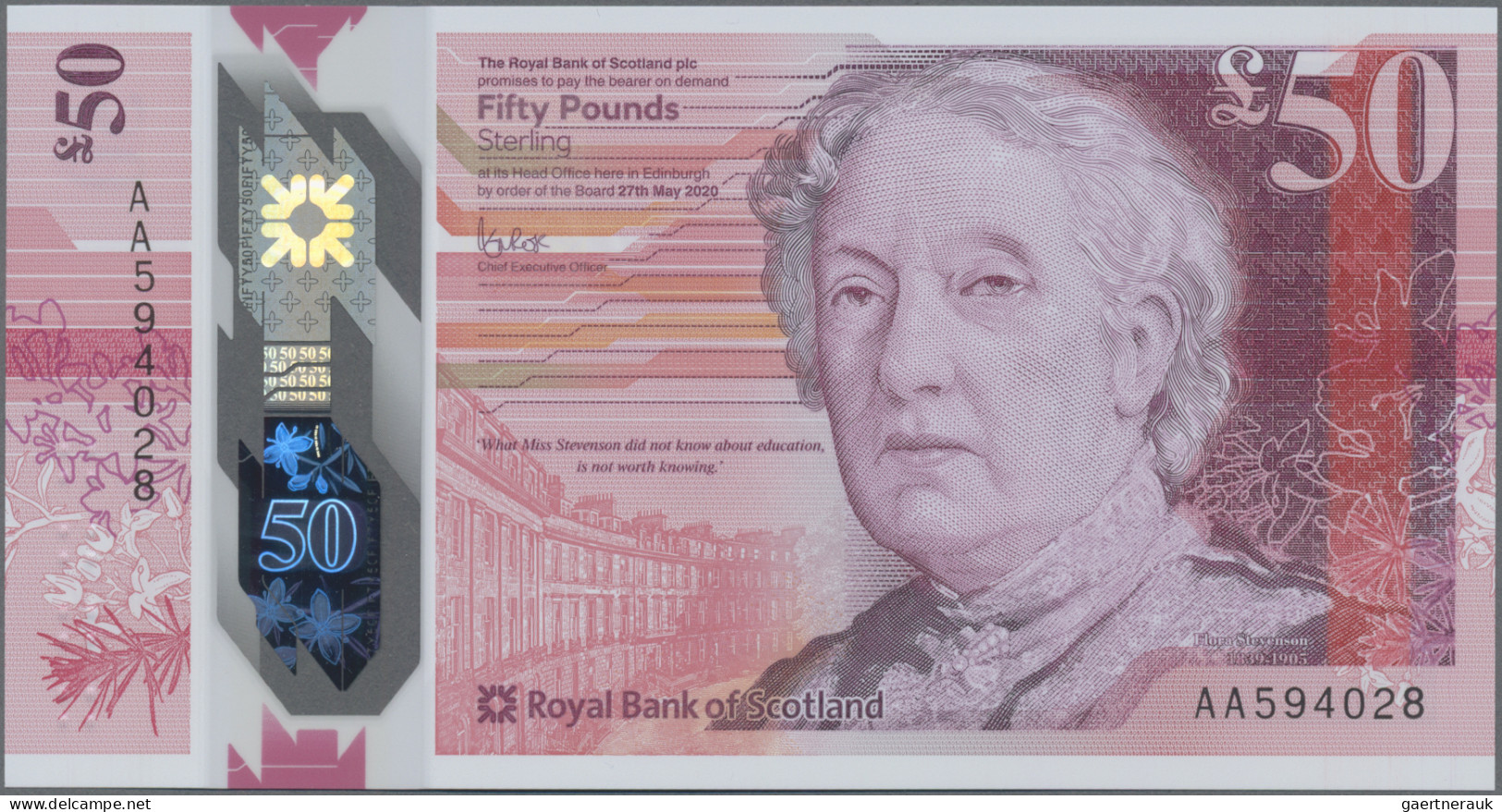 Scotland: Royal Bank Of Scotland, 50 Pounds 2020, Polymer, P.373 In UNC Conditio - Andere & Zonder Classificatie