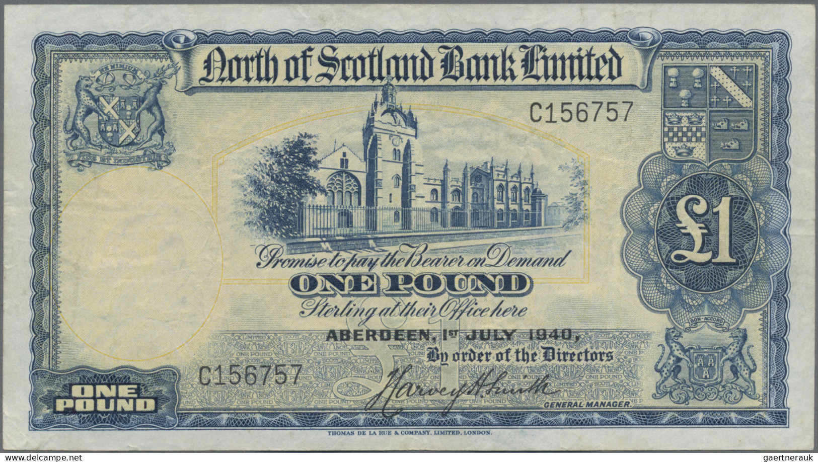 Scotland: North Of Scotland Bank Limited, Set With 3 Banknotes, Series 1940-1949 - Autres & Non Classés