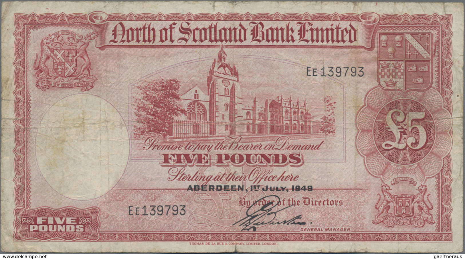 Scotland: North Of Scotland Bank Limited, Set With 3 Banknotes, Series 1940-1949 - Autres & Non Classés