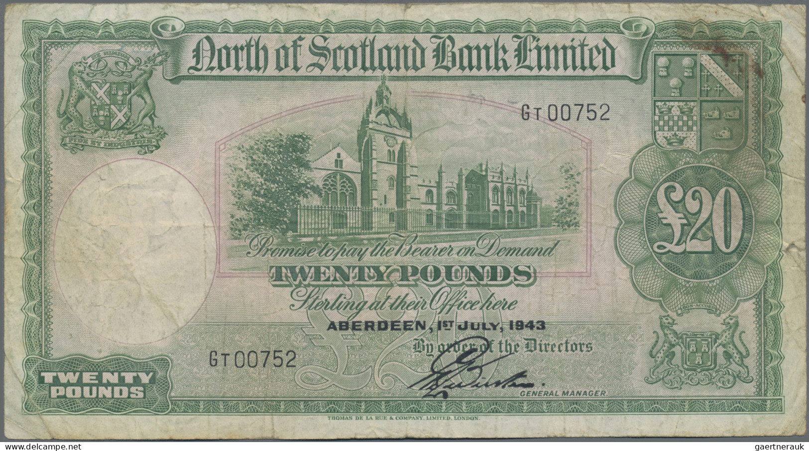 Scotland: North Of Scotland Bank Limited, Set With 3 Banknotes, Series 1940-1949 - Altri & Non Classificati