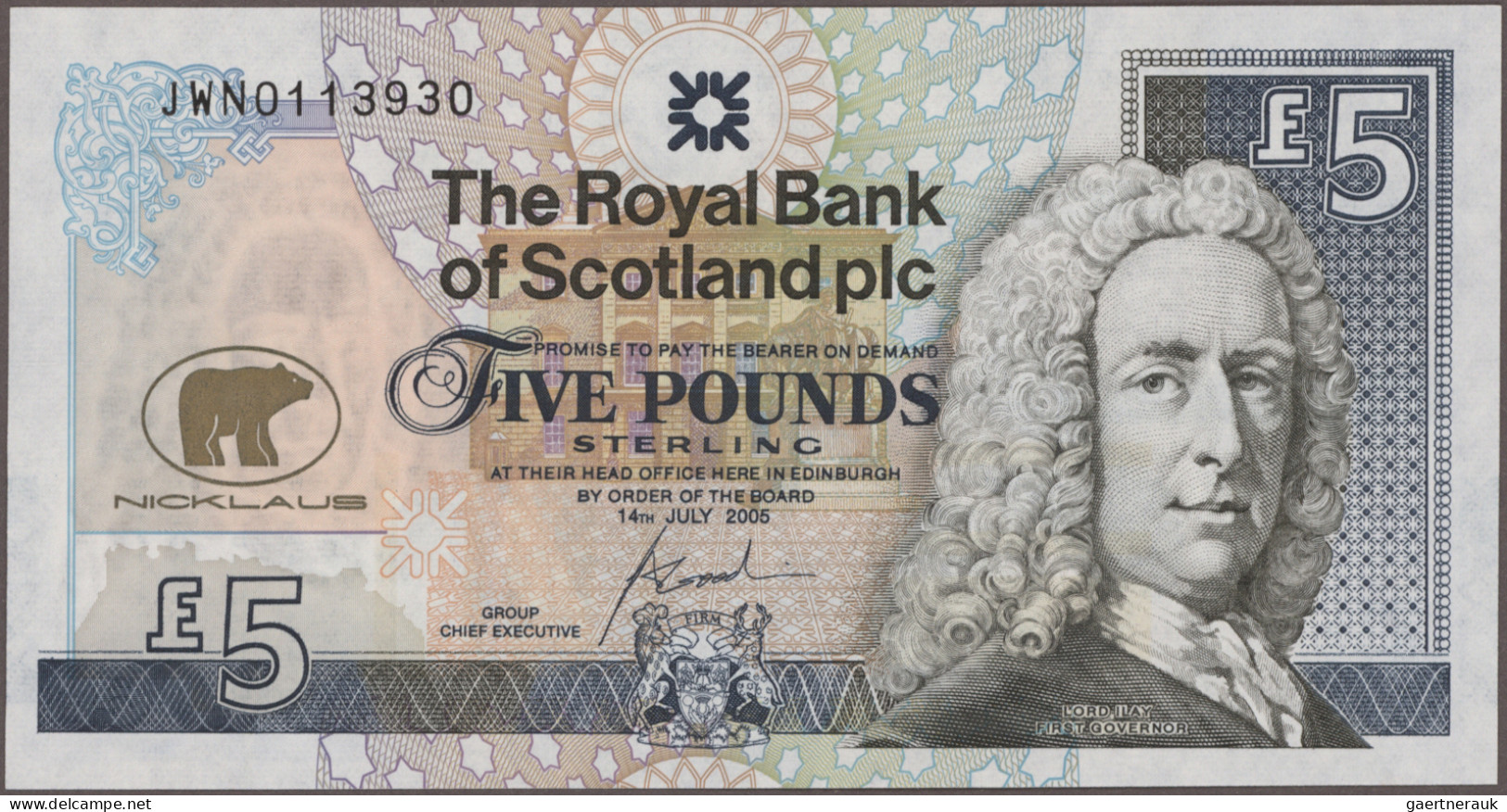 Scotland: The Royal Bank of Scotland plc, huge lot with 22 banknotes, series 198