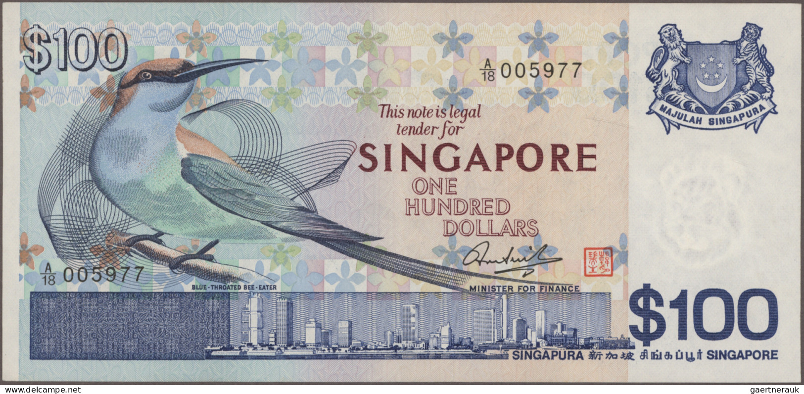 Singapore: Board Of Commissioners Of Currency, ND (1976-1980) "Birds" Issue, Wit - Singapur