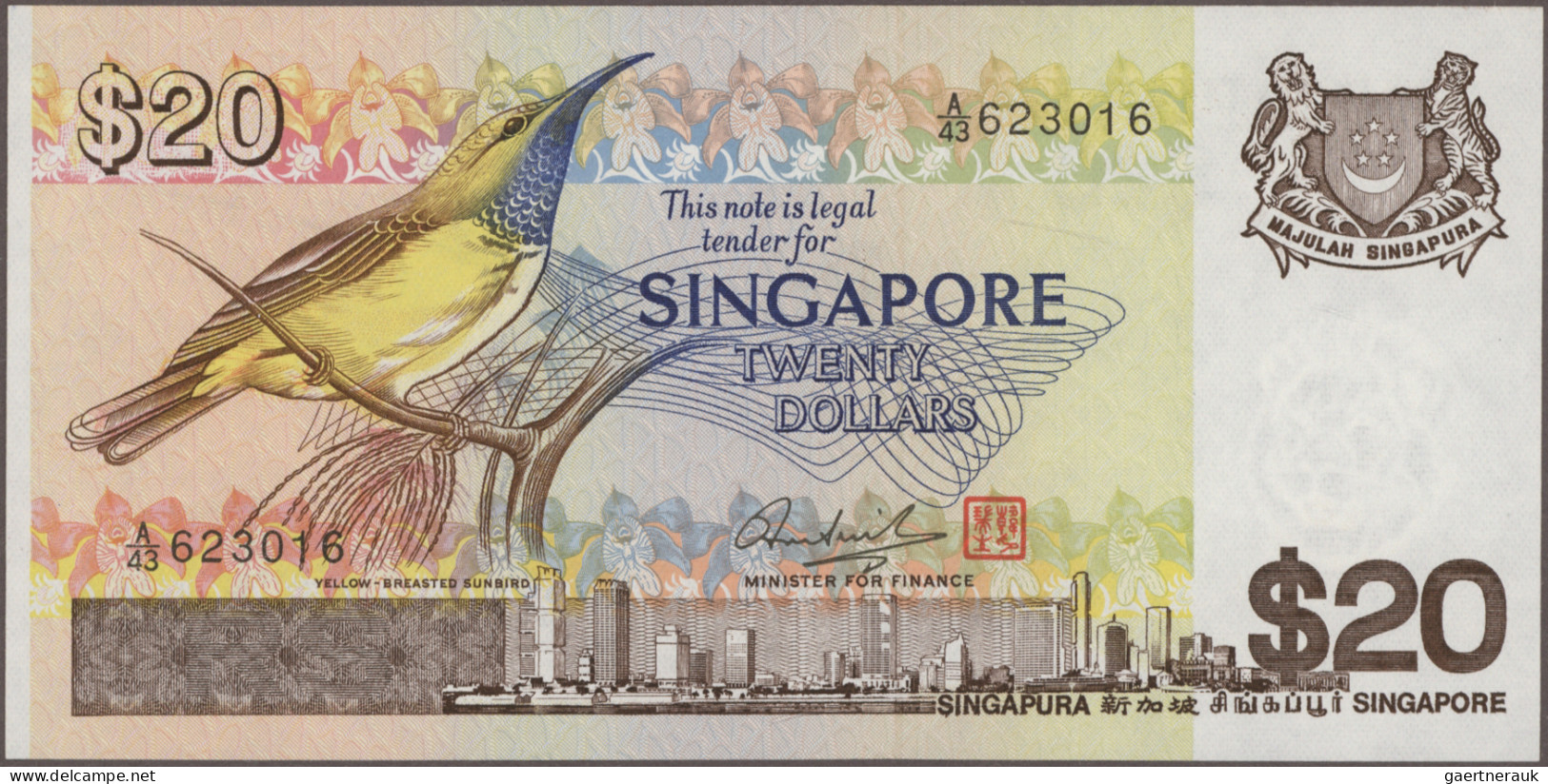 Singapore: Board Of Commissioners Of Currency, ND (1976-1980) "Birds" Issue, Wit - Singapour