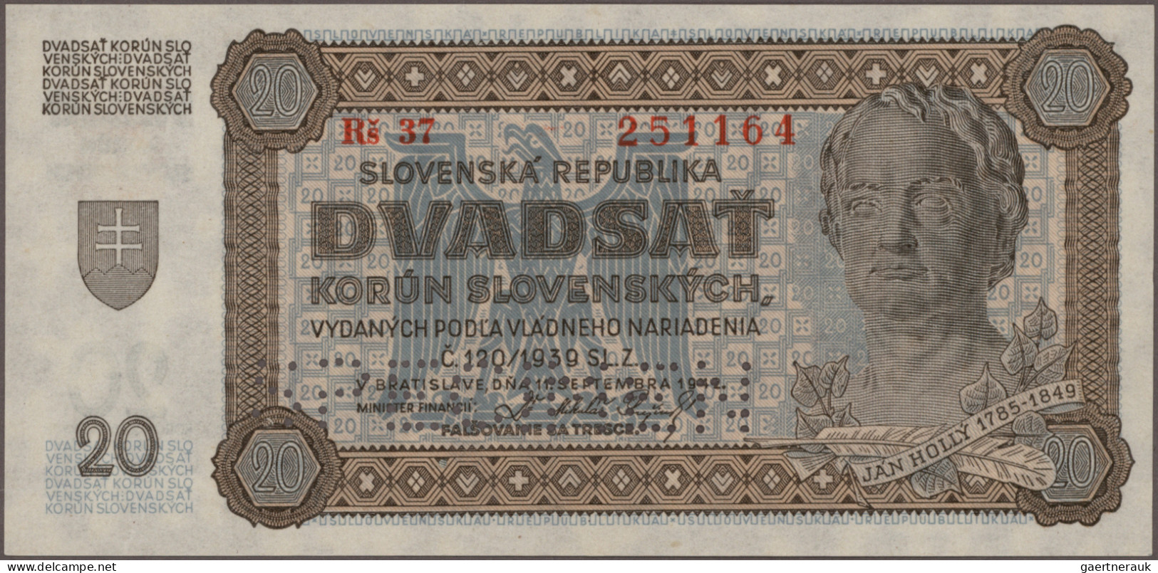 Slovakia: Slovakia Republic And Slovakia National Bank, Lot With 10 Banknotes, S - Slowakije