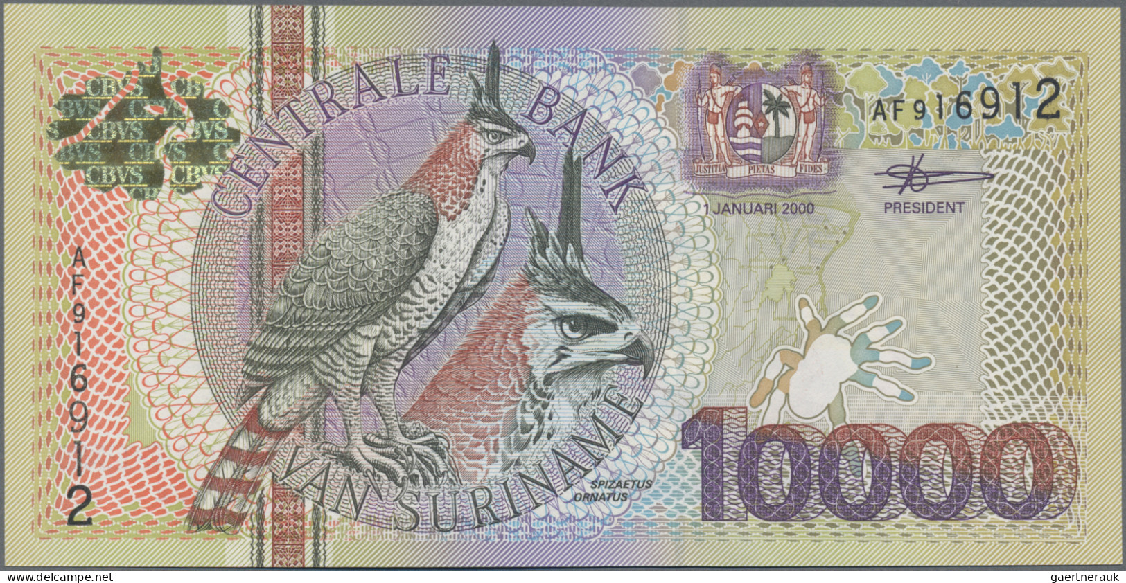 Suriname: Central Bank Van Suriname, Complete Set Of The Animal Series 2000, Wit - Suriname