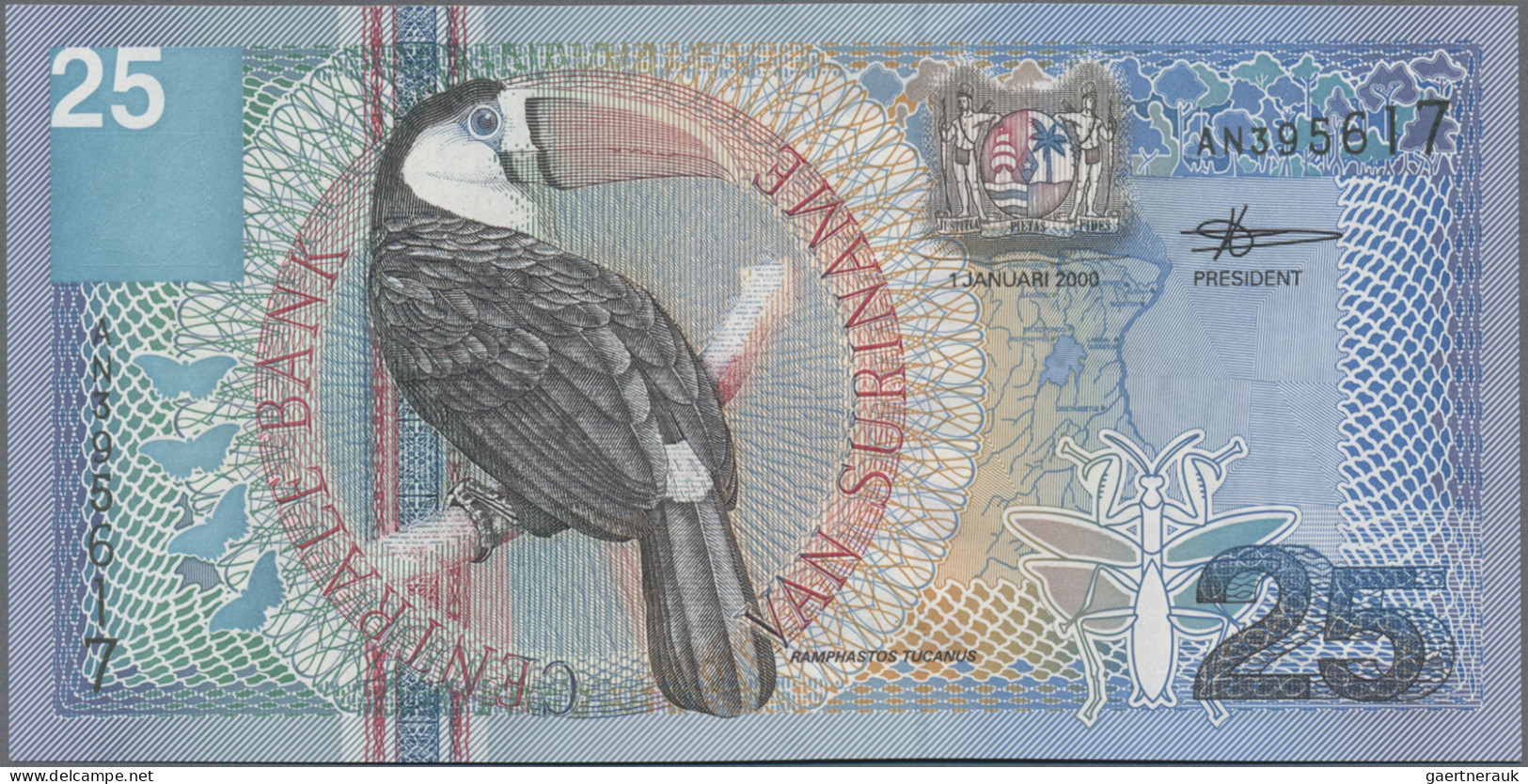 Suriname: Central Bank van Suriname, complete set of the animal series 2000, wit
