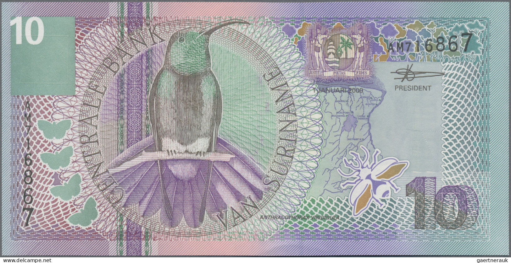 Suriname: Central Bank van Suriname, complete set of the animal series 2000, wit