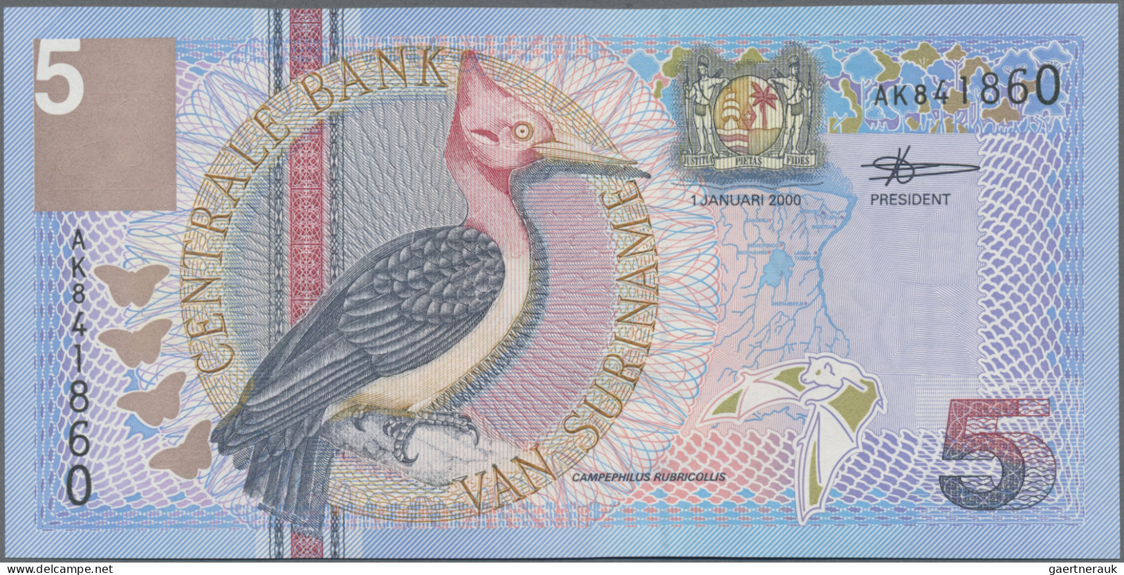 Suriname: Central Bank van Suriname, complete set of the animal series 2000, wit