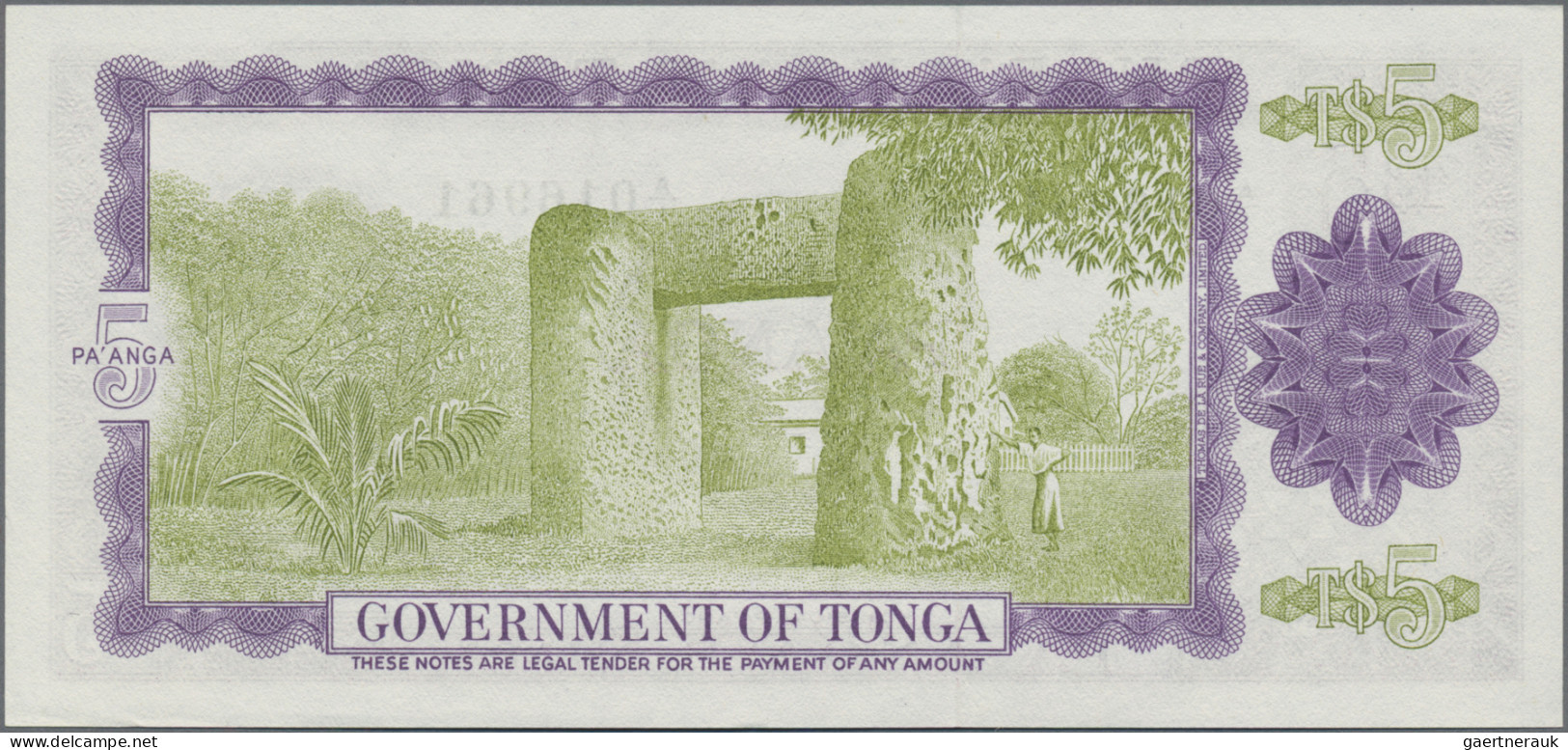 Tonga: Government Of Tonga, 5 Pa'anga, 3rd April 1967, P.16a In UNC Condition. - Tonga