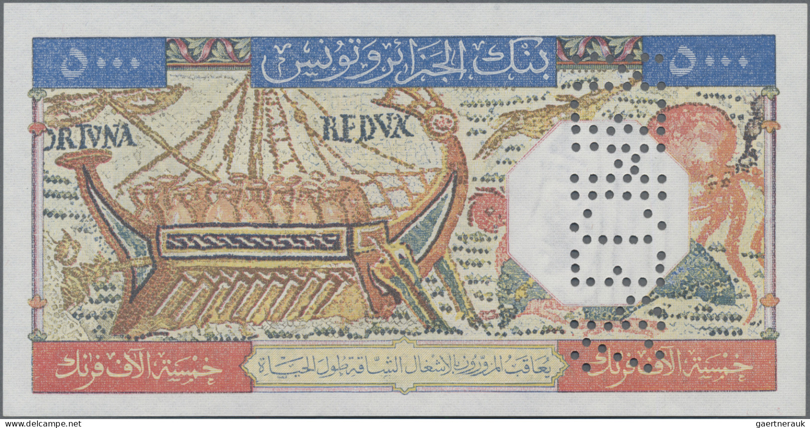 Tunisia: Banque De L'Algérie Et De La Tunisie, 5.000 Francs XXXX SPECIMEN, Uniss - Tunisie