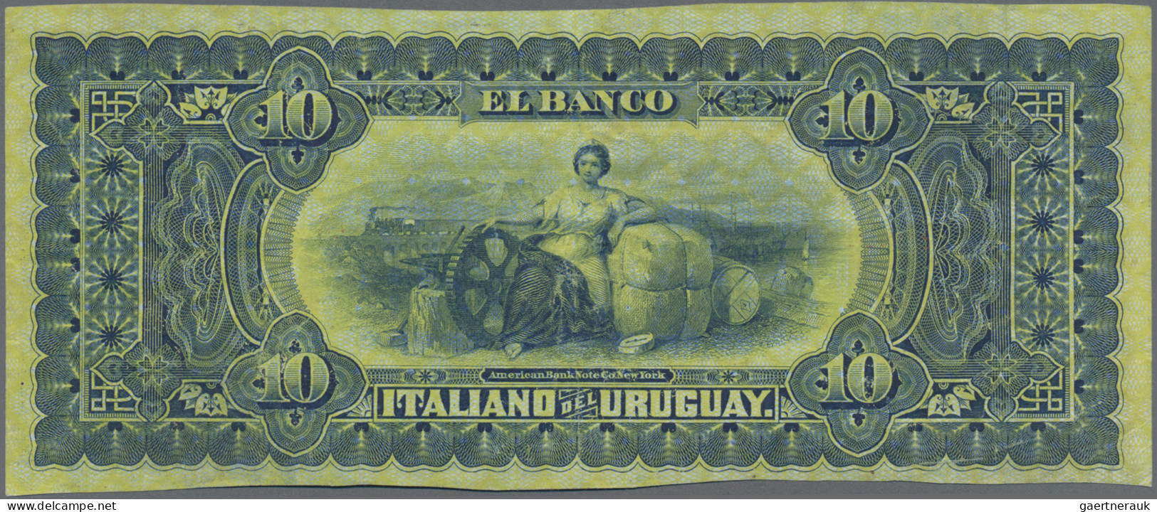 Uruguay: El Banco Italiano Del Uruguay, Pair With 10 Pesos 1887 REMAINDER (P.S21 - Uruguay