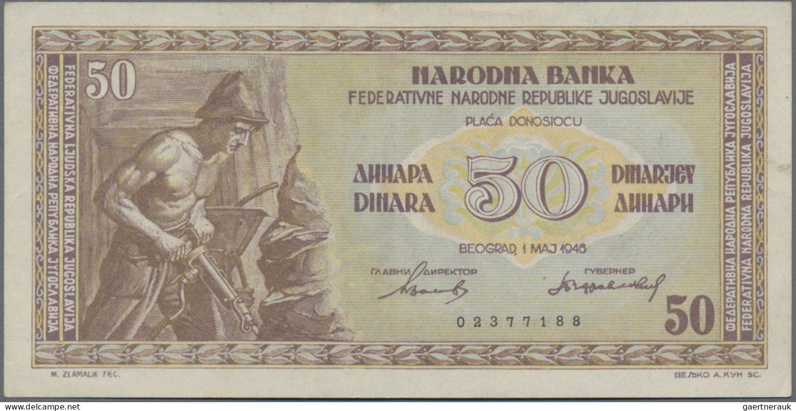 Yugoslavia: Set Of 6 Notes 50 Dinara 1945, P.64a. Condition: VF To UNC. (6 Pcs.) - Jugoslawien