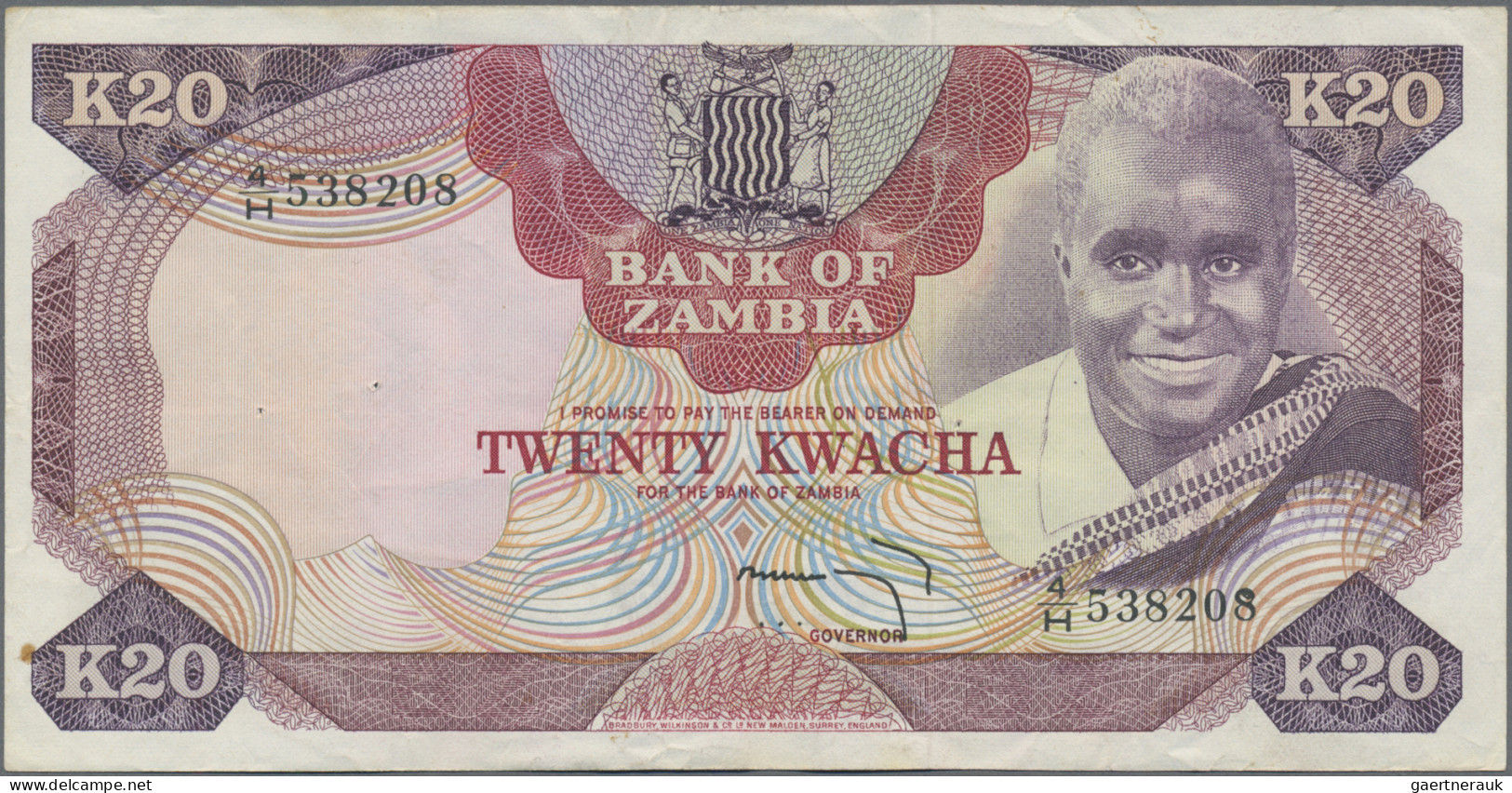 Zambia: Bank Of Zambia, 20 Kwacha ND(1974), P.18, Some Pinholes Left And Right C - Zambie