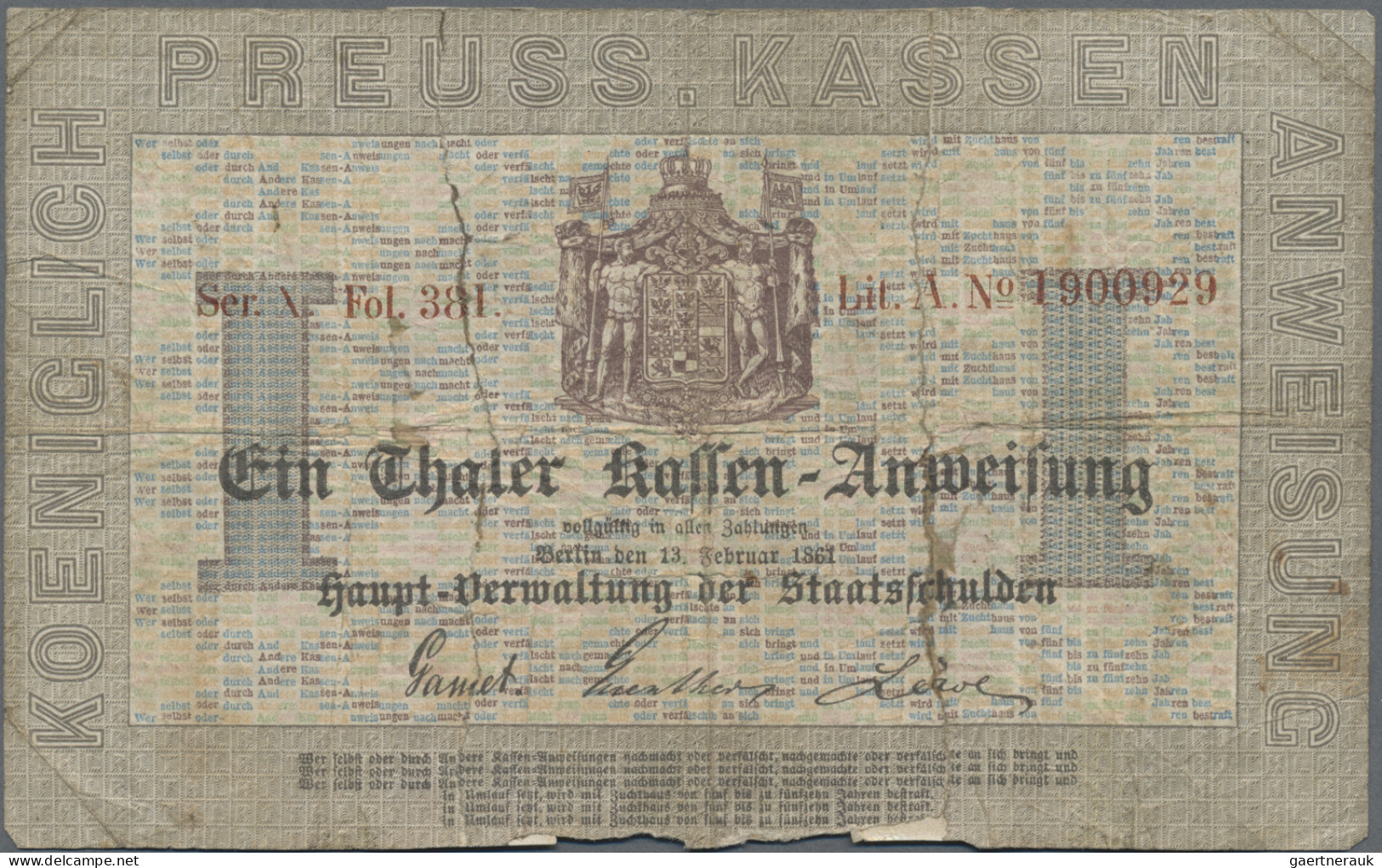 Deutschland - Altdeutsche Staaten: Haupt-Verwaltung Der Staatsschulden, 2 Kassen - [ 1] …-1871 : German States