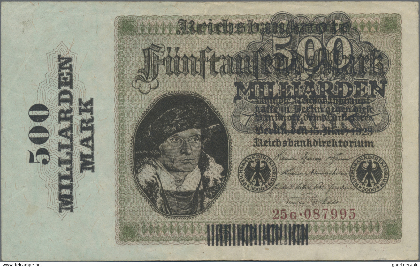 Deutschland - Deutsches Reich Bis 1945: Lot Mit 3 Banknoten 500 Milliarden Mark - Sonstige & Ohne Zuordnung