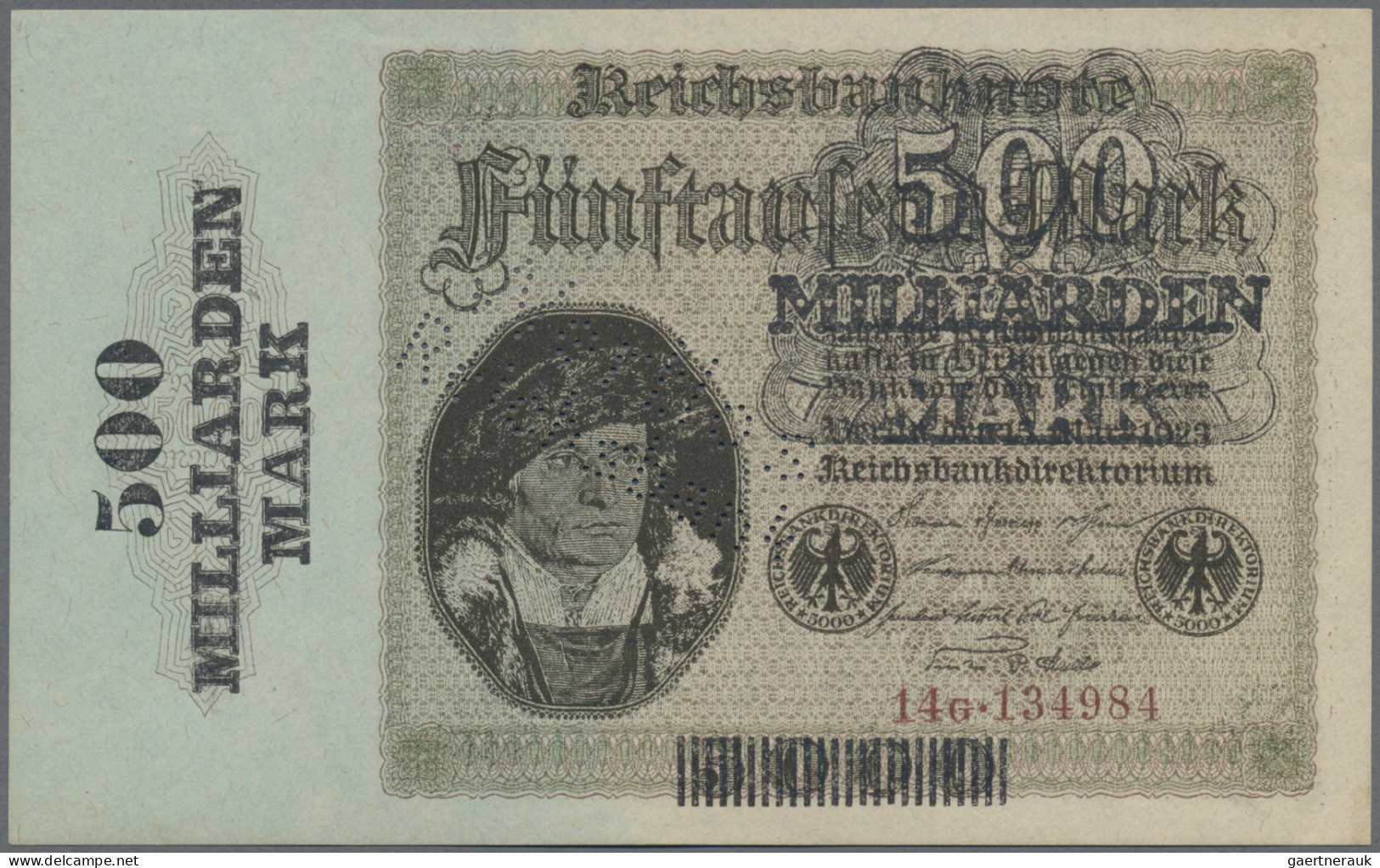 Deutschland - Deutsches Reich Bis 1945: Reichsbanknote 500 Milliarden Mark 1923, - Otros & Sin Clasificación