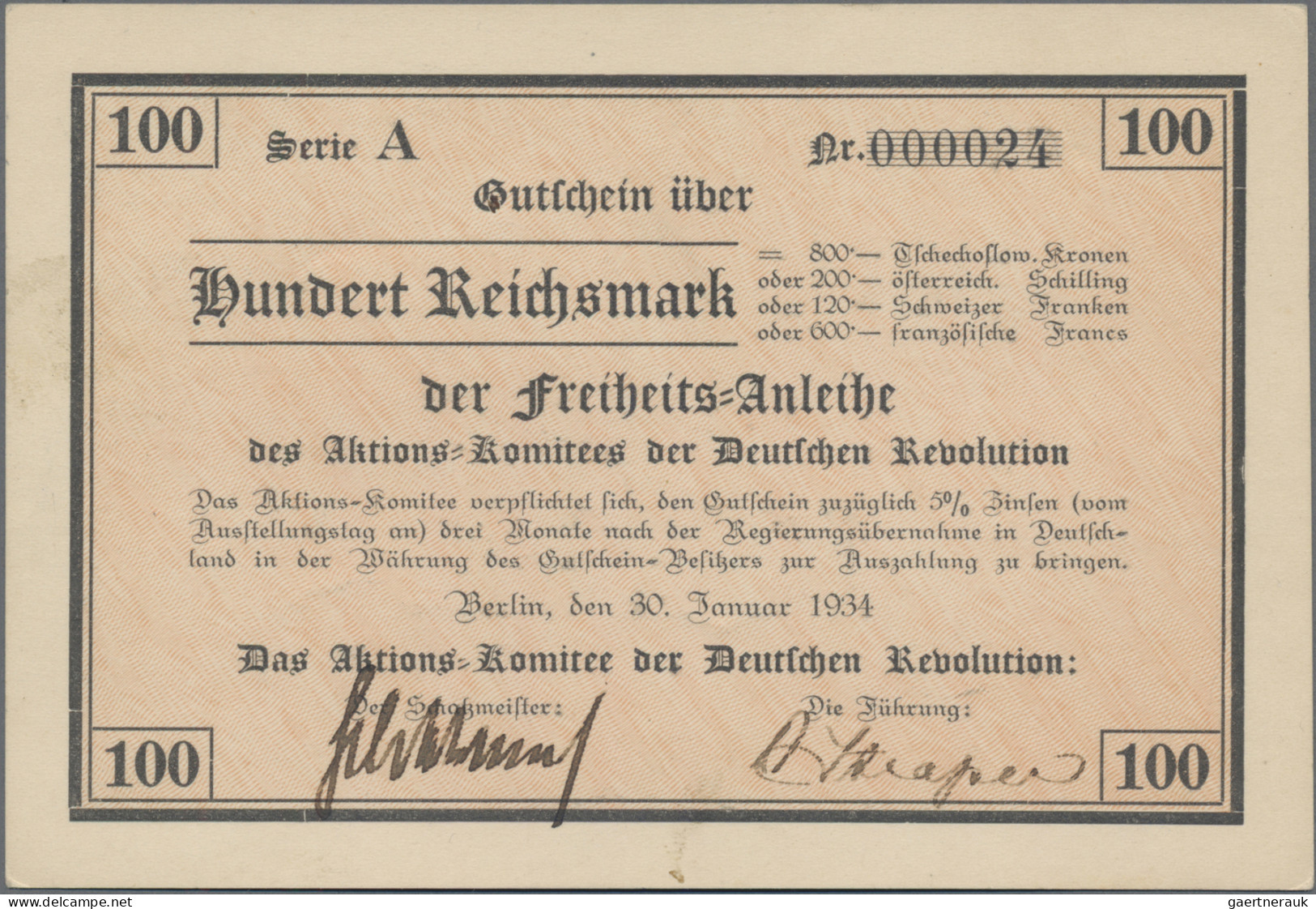 Deutschland - Deutsches Reich Bis 1945: Das Aktions-Komitee Der Deutschen Revolu - Sonstige & Ohne Zuordnung