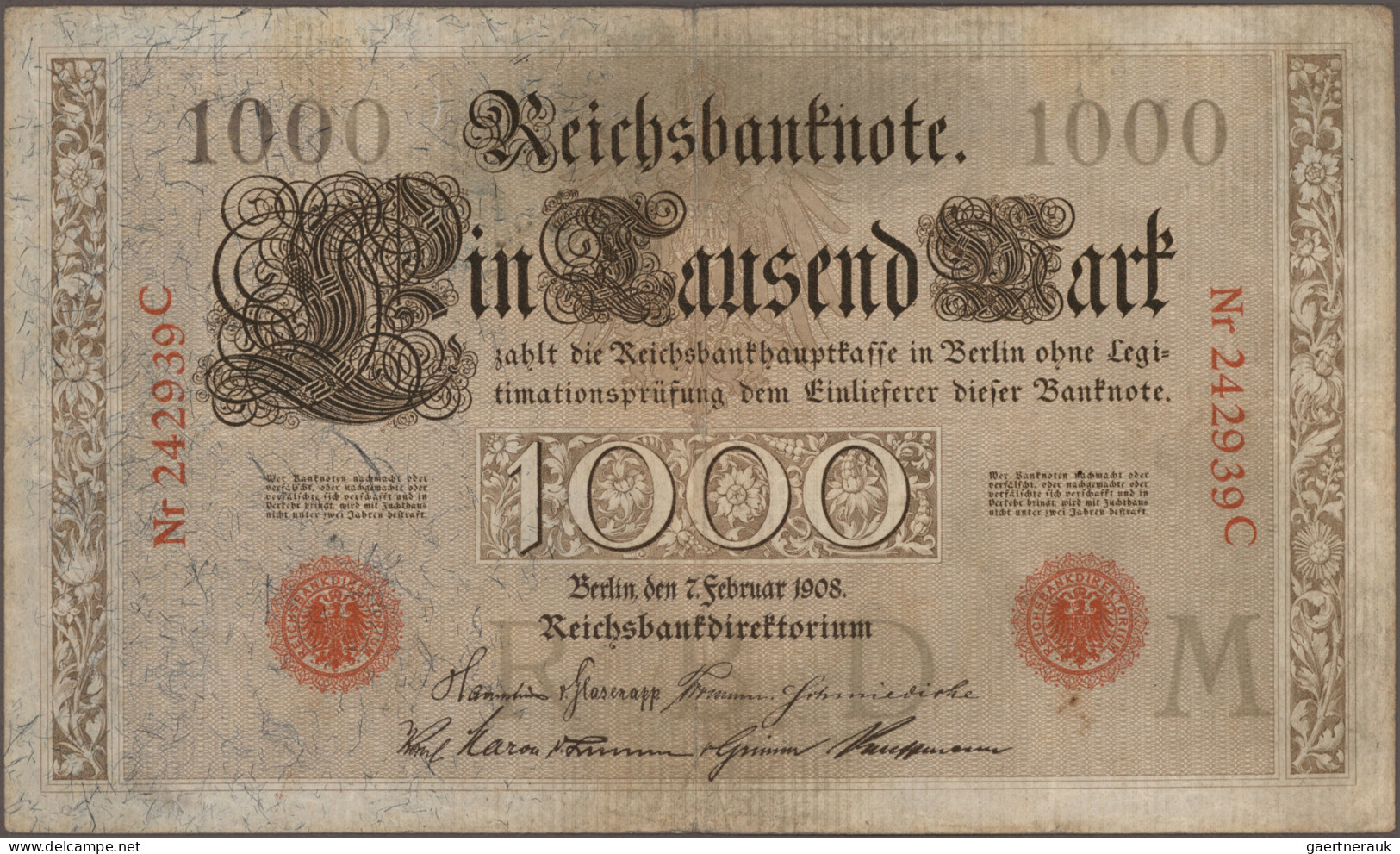 Deutschland - Deutsches Reich bis 1945: Konvolut mit 198 Banknoten Kaiserreich,