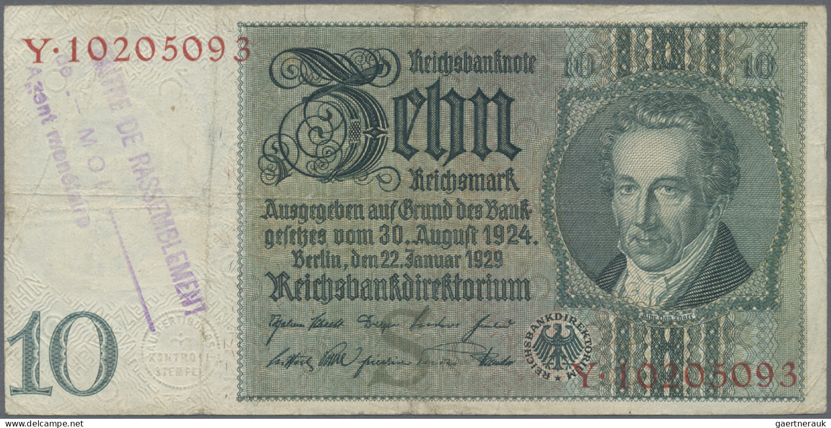 Deutschland - Deutsches Reich Bis 1945: Lot Mit 7 Banknoten, 3x 1 Und 2 Rentenma - Altri & Non Classificati