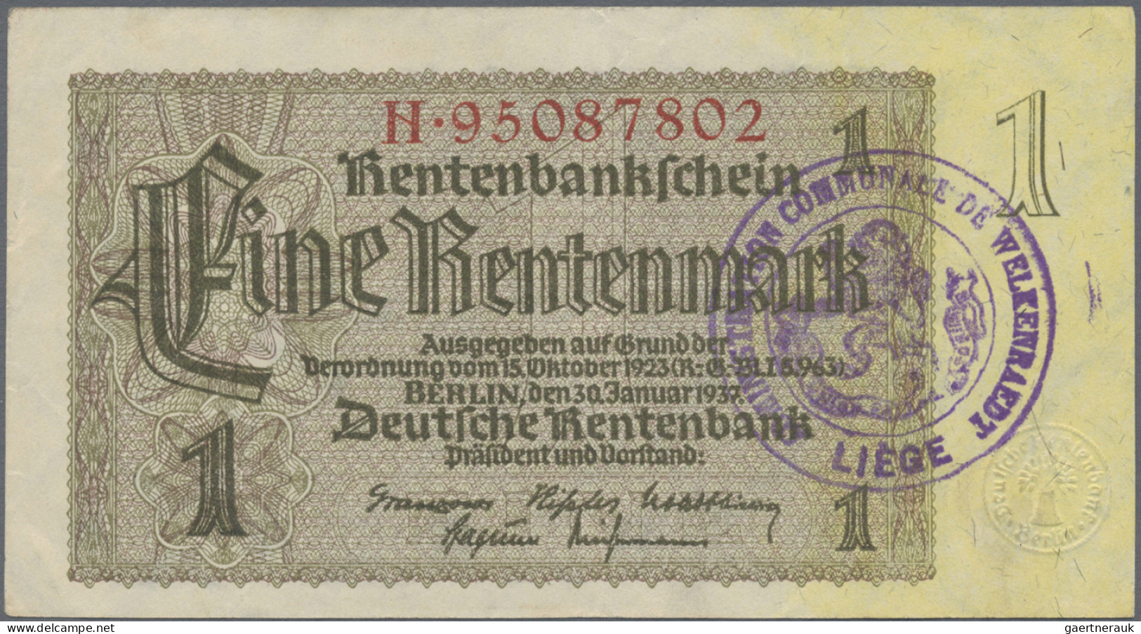 Deutschland - Deutsches Reich Bis 1945: Lot Mit 7 Banknoten, 3x 1 Und 2 Rentenma - Sonstige & Ohne Zuordnung