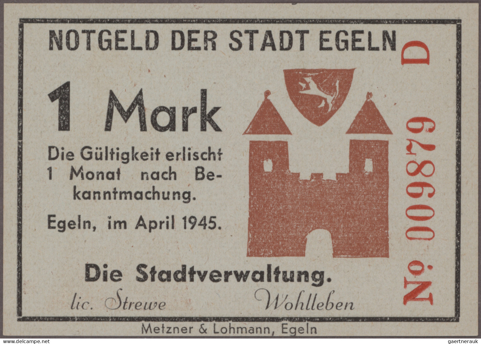 Deutschland - Alliierte Miltärbehörde + Ausgaben 1945-1948: Egeln, Stadt, 1, 2,
