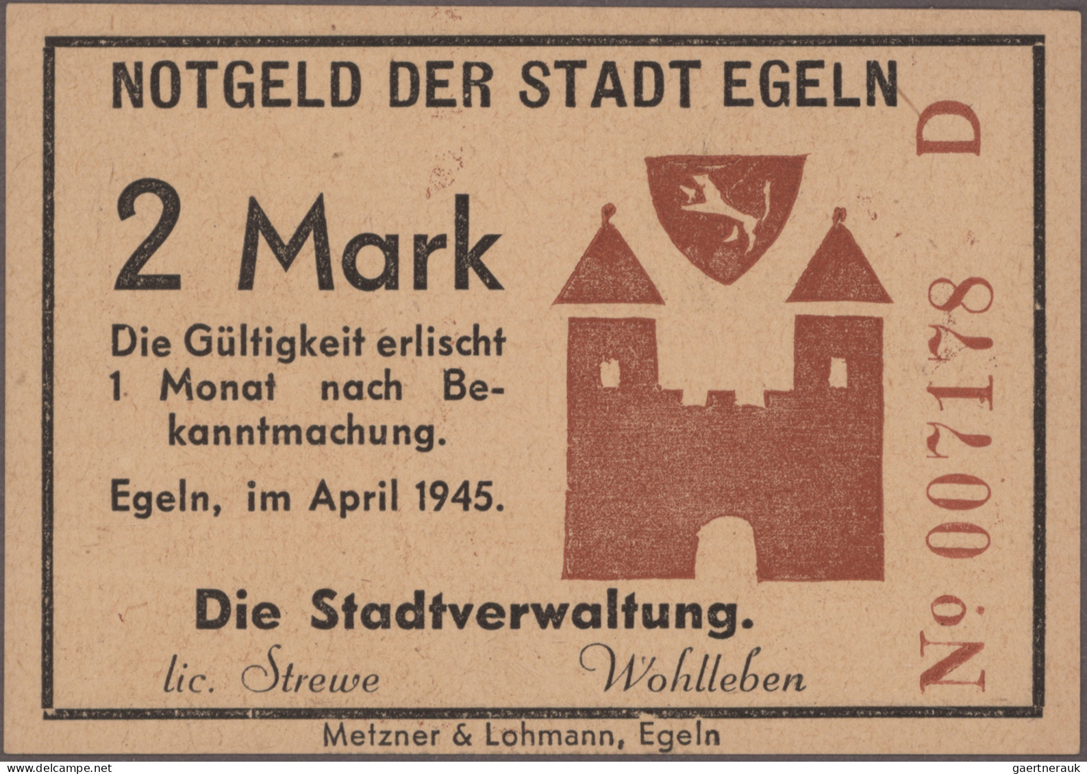 Deutschland - Alliierte Miltärbehörde + Ausgaben 1945-1948: Egeln, Stadt, 1, 2,