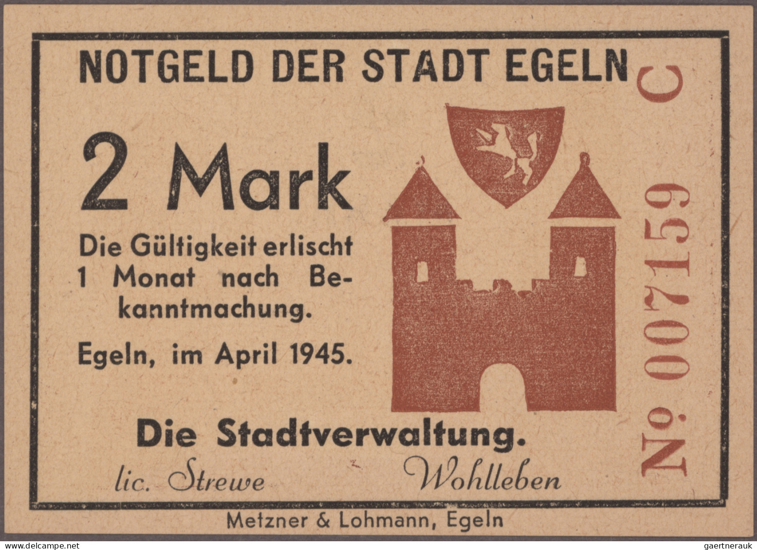 Deutschland - Alliierte Miltärbehörde + Ausgaben 1945-1948: Egeln, Stadt, 1, 2,