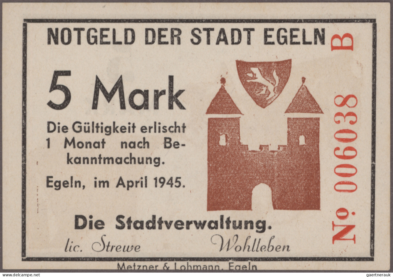 Deutschland - Alliierte Miltärbehörde + Ausgaben 1945-1948: Egeln, Stadt, 1, 2,