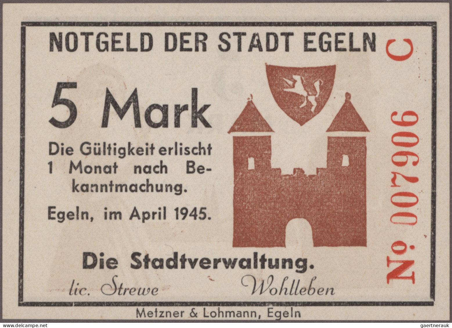 Deutschland - Alliierte Miltärbehörde + Ausgaben 1945-1948: Egeln, Stadt, 1, 2,