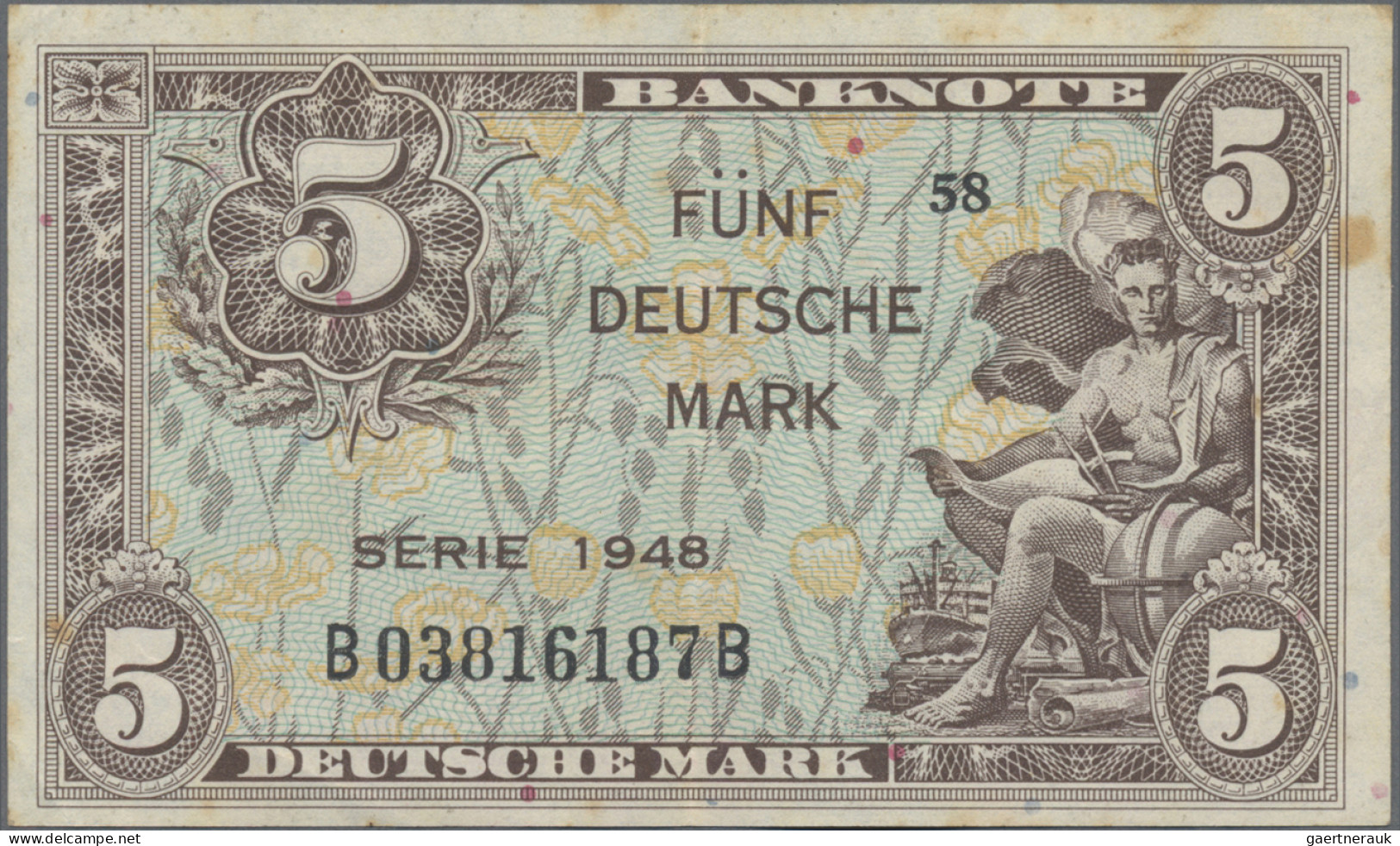 Deutschland - Bank Deutscher Länder + Bundesrepublik Deutschland: 5 DM 1948 Kopf - Other & Unclassified