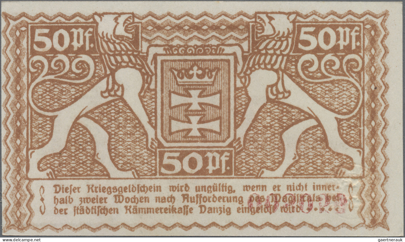 Deutschland - Nebengebiete Deutsches Reich: Danzig, Stadt, 10 Pf. (Erh. I), 50 P - Other & Unclassified