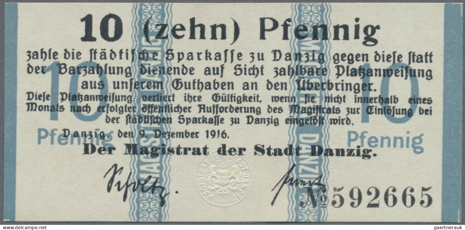 Deutschland - Nebengebiete Deutsches Reich: Danzig, Stadt, 10 Pf. (Erh. I), 50 P