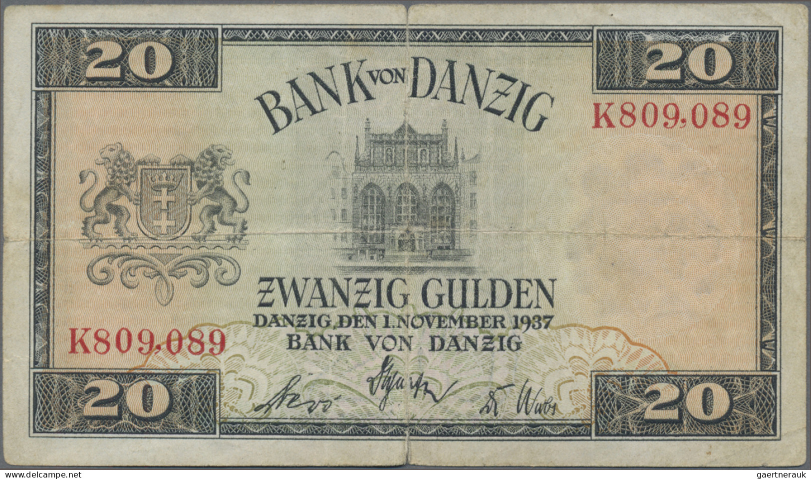 Deutschland - Nebengebiete Deutsches Reich: Bank Von Danzig, 20 Gulden Vom 1. No - Otros & Sin Clasificación