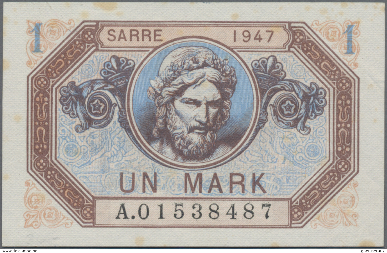 Deutschland - Nebengebiete Deutsches Reich: Saar, 1 Mark 1947, Ro.867 (P.3) (VF, - Autres & Non Classés