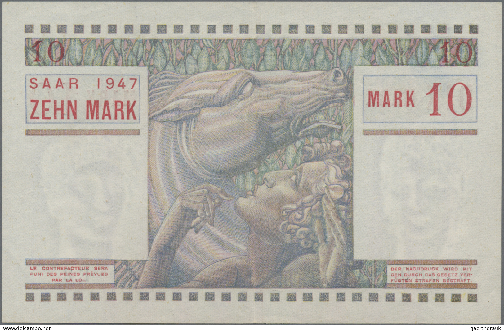 Deutschland - Nebengebiete Deutsches Reich: Saar, 10 Mark 1947, Ro.870, P.6, Sen - Otros & Sin Clasificación