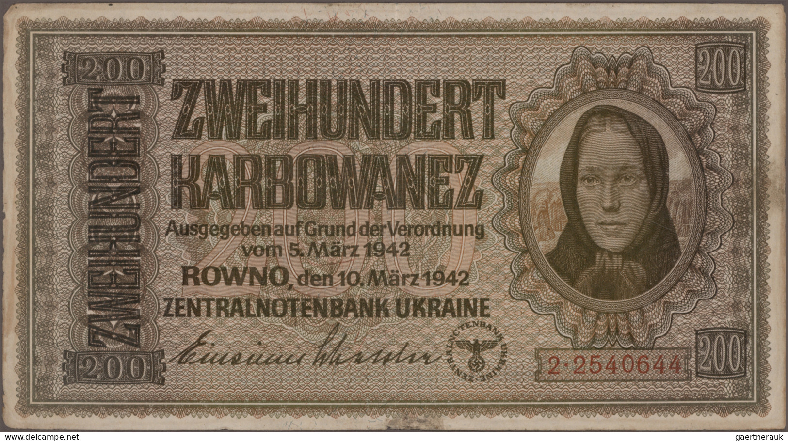 Deutschland - Nebengebiete Deutsches Reich: Zentralnotenbank Ukraine 1942, Lot M - Altri & Non Classificati