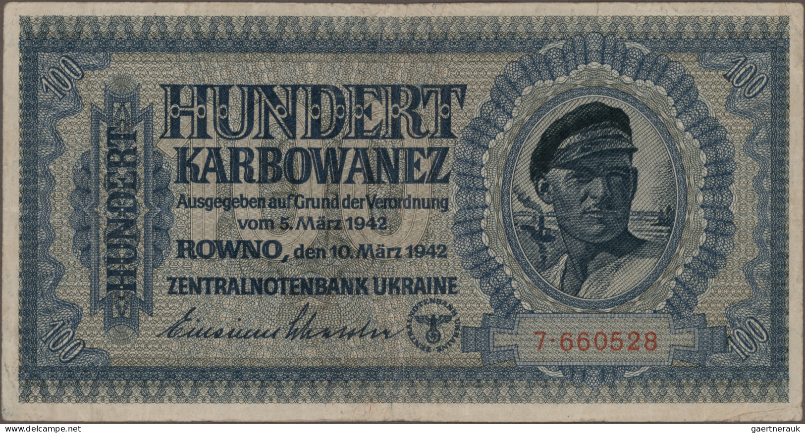 Deutschland - Nebengebiete Deutsches Reich: Zentralnotenbank Ukraine 1942, Lot M - Other & Unclassified