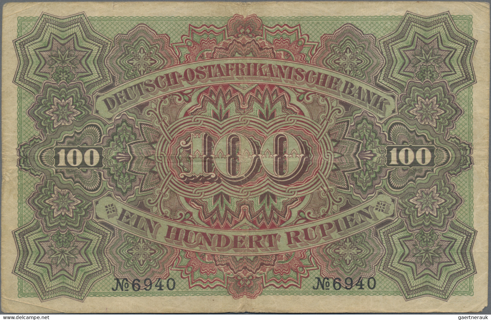 Deutschland - Kolonien: Deutsch-Ostafrikanische Bank, 100 Rupien 1905, 4-stellig - Sonstige & Ohne Zuordnung